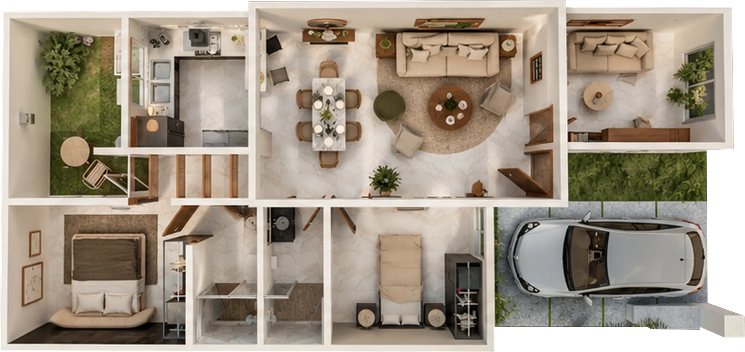 Plano arquitectónico de planta baja del modelo Ámbar