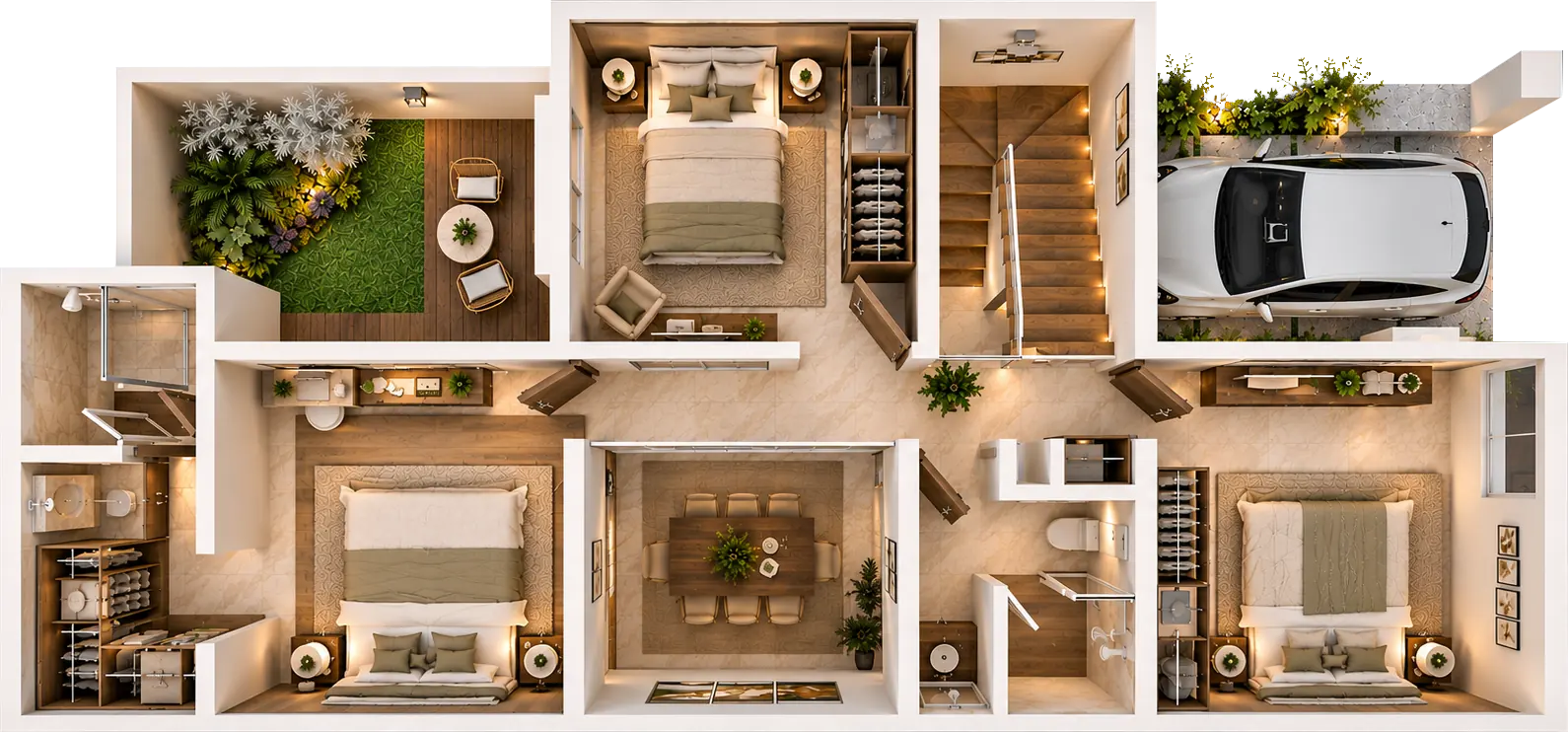 Plano arquitectónico de planta alta del modelo Zafiro